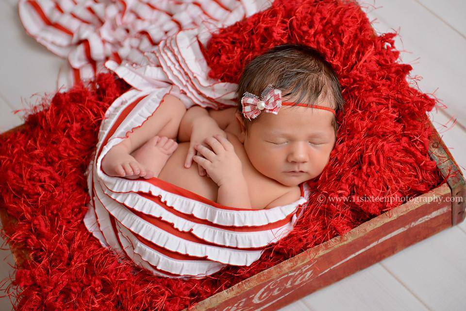 Ruffle Stretch Knit Wrap in Red and White - Beautiful Photo Props