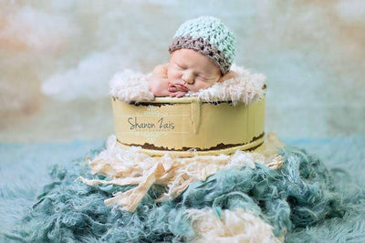 Glacier Blue Newborn Baby Hat Gray Edge - Beautiful Photo Props