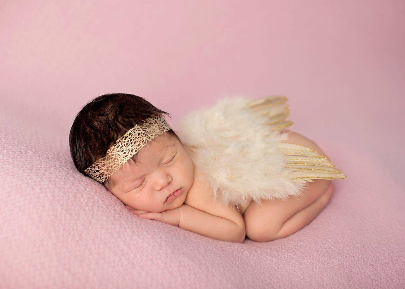 Gold Glitter Feather Wings Newborn Baby Photo Prop - Beautiful Photo Props