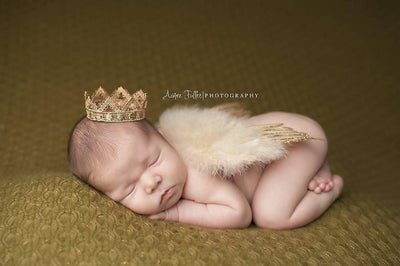 Gold Glitter Feather Wings Newborn Baby Photo Prop - Beautiful Photo Props