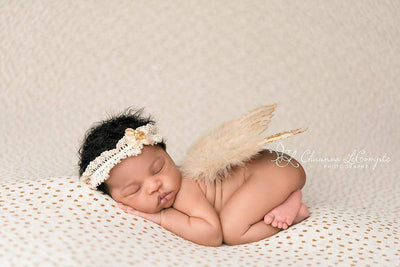 Gold Glitter Feather Wings Newborn Baby Photo Prop - Beautiful Photo Props
