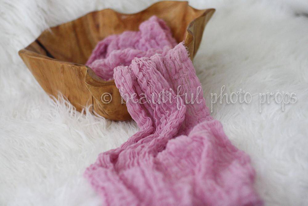 SET Light Pink and Cream Cheesecloth Baby Wraps Cheese Cloth - Beautiful Photo Props