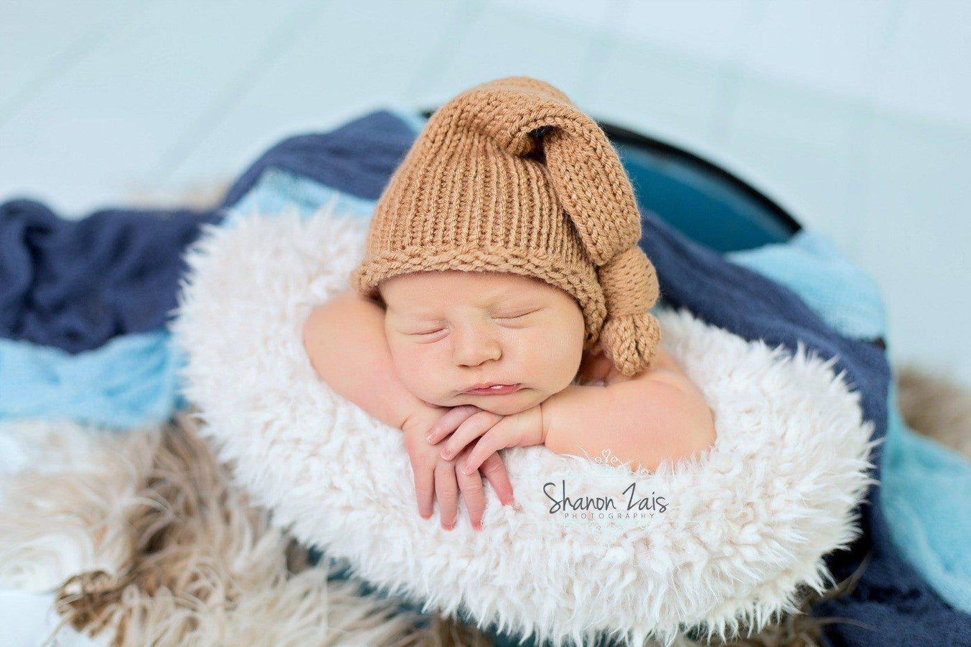 Camel Beige Newborn Knit Pixie Slouch Hat - Beautiful Photo Props