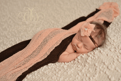 SET Peach and Dark Brown Stretch Knit Baby Wraps - Beautiful Photo Props