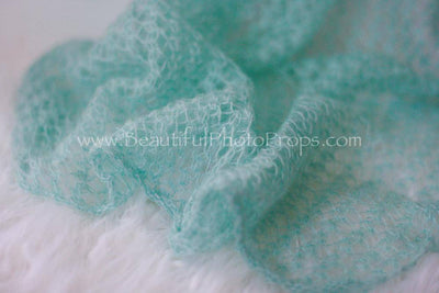 Light Blue Mohair Knit Baby Wrap - Beautiful Photo Props