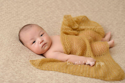 Gold Soft Mohair Knit Baby Wrap - Beautiful Photo Props