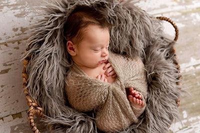 Light Gray Mohair Knit Baby Wrap - Beautiful Photo Props