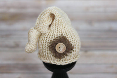 Cream Knit Newborn Pixie Slouch Knot Hat - Beautiful Photo Props