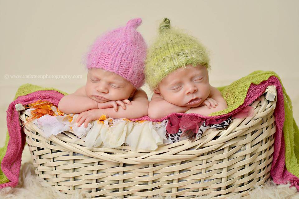SET Apple Green and Rose Stretch Knit Baby Wraps - Beautiful Photo Props