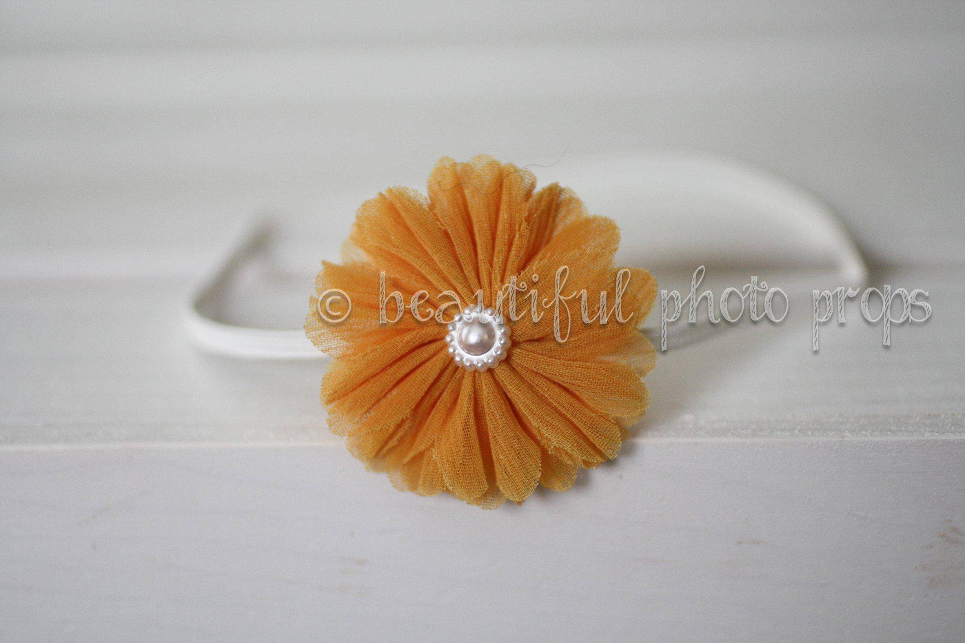 Mustard Yellow Gerbera Flower Baby Headband - Beautiful Photo Props