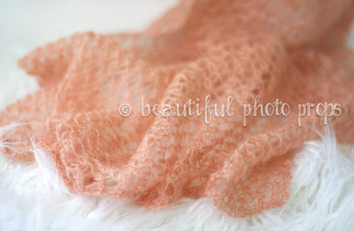 Coral Pink Mohair Knit Wrap - Beautiful Photo Props
