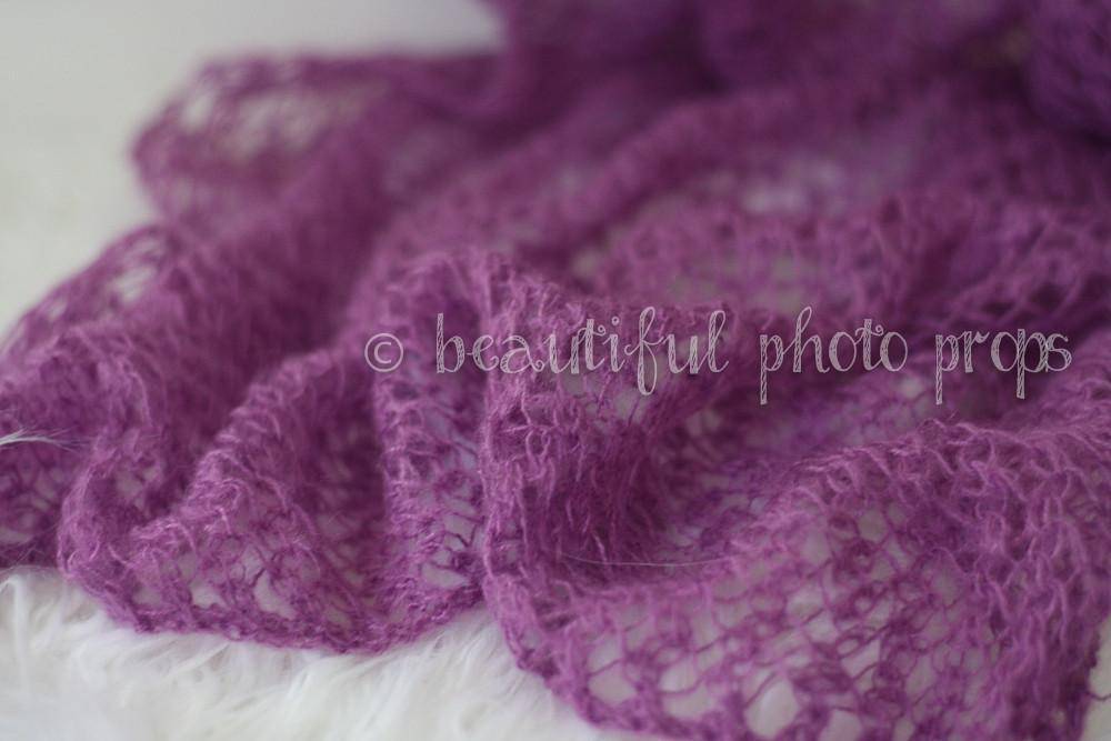 Purple Mohair Knit Baby Wrap - Beautiful Photo Props