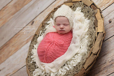 Watermelon Pink Mohair Knit Baby Wrap - Beautiful Photo Props