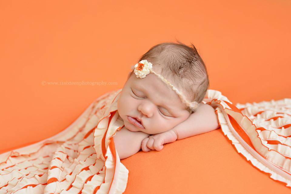 Ruffle Stretch Knit Wrap in Orange and Cream - Beautiful Photo Props
