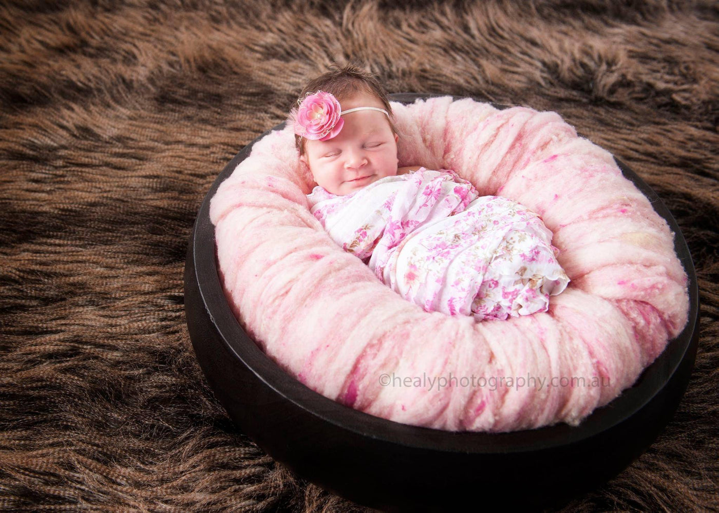 Pink Floral Ruffle Stretch Knit Baby Wrap Layer - Beautiful Photo Props