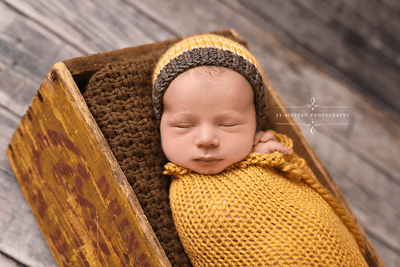 Mustard Yellow Newborn Knit Swaddle Sack - Beautiful Photo Props
