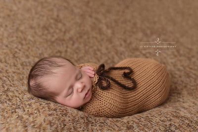 Camel Brown Newborn Knit Swaddle Sack - Beautiful Photo Props