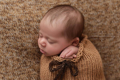 Camel Brown Newborn Knit Swaddle Sack - Beautiful Photo Props