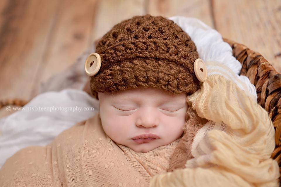 Chocolate Brown Newborn Newsboy Hat - Beautiful Photo Props