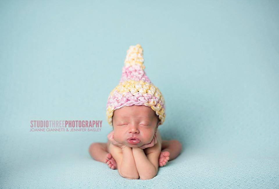 Yellow Pink Newborn Girl Gnome Hat - Beautiful Photo Props