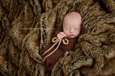 Chocolate Brown Newborn Knit Swaddle Sack - Beautiful Photo Props