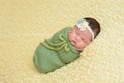 Sage Green Newborn Knit Swaddle Sack - Beautiful Photo Props