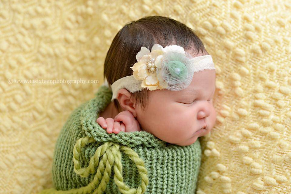 Sage Green Newborn Knit Swaddle Sack - Beautiful Photo Props