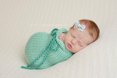 Ocean Blue Newborn Knit Swaddle Sack - Beautiful Photo Props