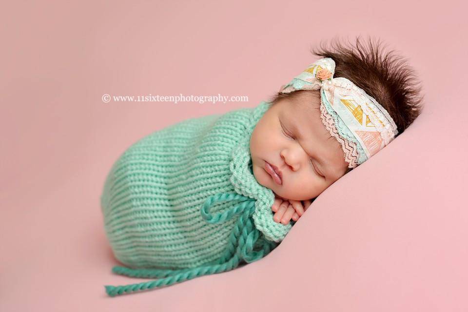 Ocean Blue Newborn Knit Swaddle Sack - Beautiful Photo Props