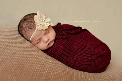 Cranberry Red Newborn Knit Swaddle Sack - Beautiful Photo Props