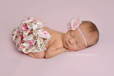 Pink Floral Satin Ruffle Bloomers - Beautiful Photo Props