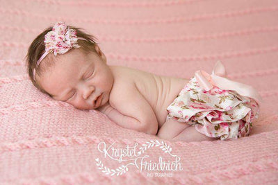 Pink Floral Satin Ruffle Bloomers - Beautiful Photo Props