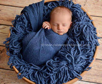 Dark Blue Jean Stretch Knit Newborn Baby Wrap - Beautiful Photo Props