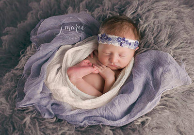 SET Violet Purple and White Cheesecloth Baby Wraps Cheese Cloth - Beautiful Photo Props