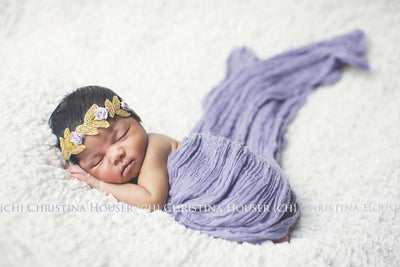 SET Violet Purple and White Cheesecloth Baby Wraps Cheese Cloth - Beautiful Photo Props