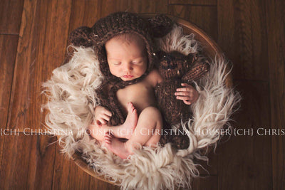 Latte Curly Alpaca Faux Flokati Fur Newborn Photography Prop - Beautiful Photo Props