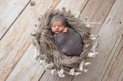 Oyster Curly Alpaca Faux Flokati Fur Newborn Photography Prop - Beautiful Photo Props