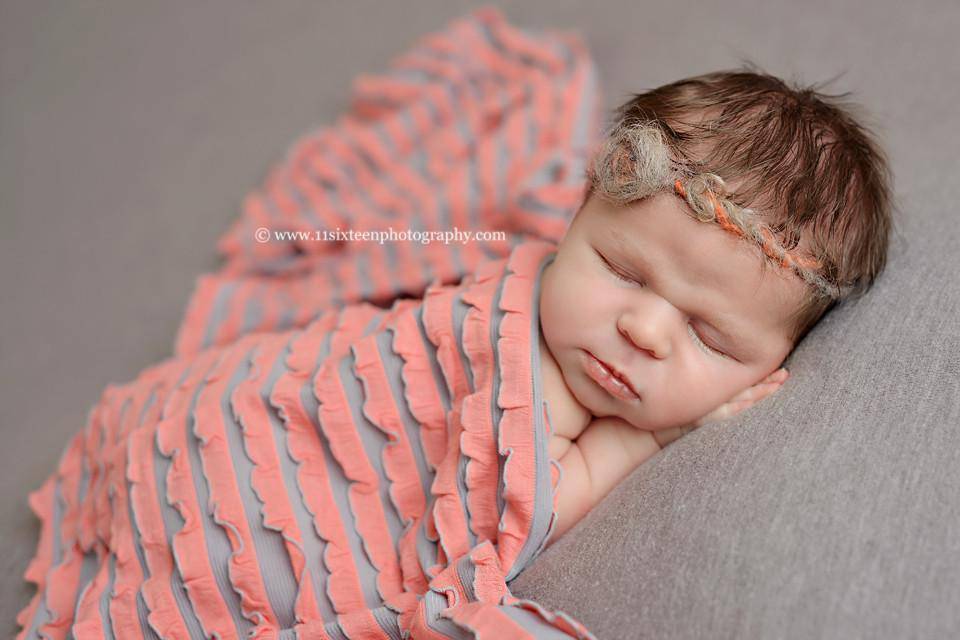 Gray Coral Ruffle Stretch Knit Baby Wrap - Beautiful Photo Props