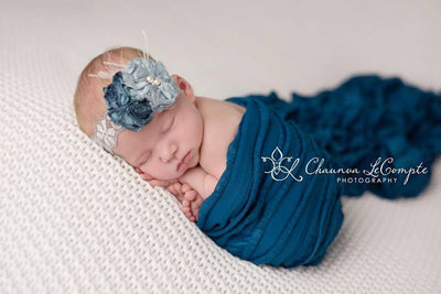 Sapphire Blue Ruffle Stretch Knit Baby Wrap - Beautiful Photo Props