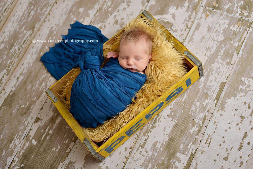 Sapphire Blue Ruffle Stretch Knit Baby Wrap - Beautiful Photo Props