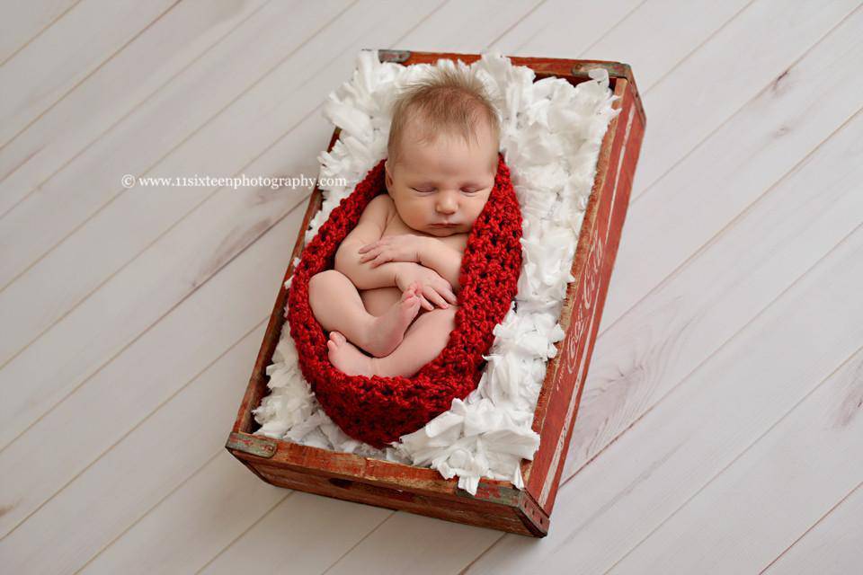 Red Homespun Baby Bowl Newborn Photography Egg - Beautiful Photo Props
