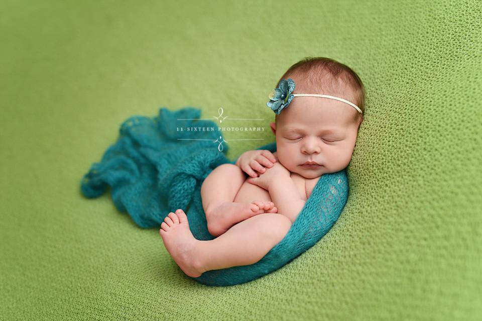 SET Teal Mohair Knit Baby Wrap and Headband - Beautiful Photo Props