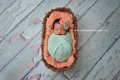 Peach Papaya Mongolian Faux Fur Photography Prop Rug Newborn Baby - Beautiful Photo Props