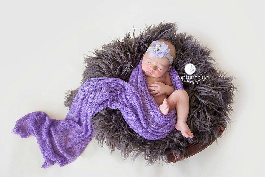 Pewter Gray Curly Alpaca Faux Flokati Fur Newborn Photography Prop - Beautiful Photo Props