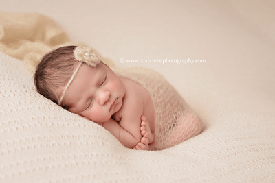 SET Beige Mohair Knit Baby Wrap and Headband - Beautiful Photo Props