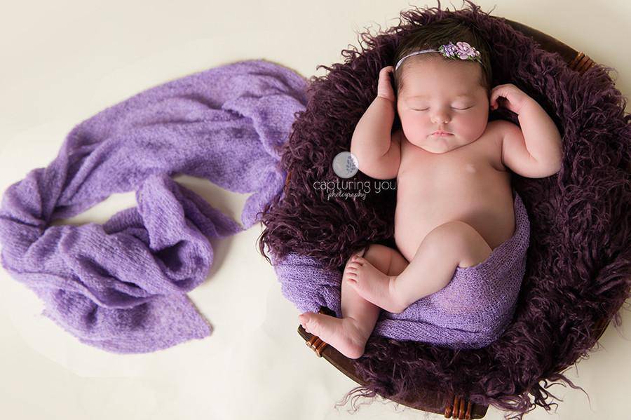 Plum Purple Curly Alpaca Faux Flokati Fur Newborn Photography Prop - Beautiful Photo Props
