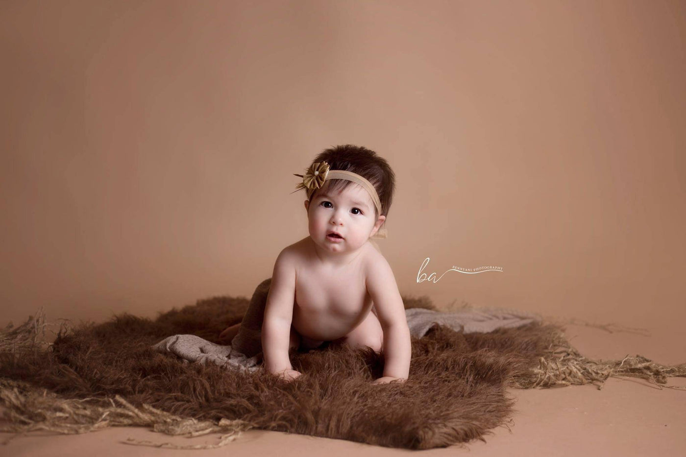 Brown Curly Alpaca Faux Flokati Fur Newborn Photography Prop - Beautiful Photo Props