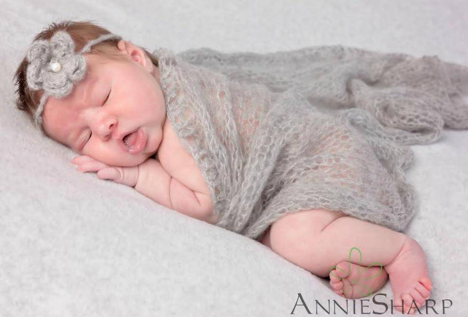 SET Light Gray Mohair Knit Baby Wrap and Headband - Beautiful Photo Props