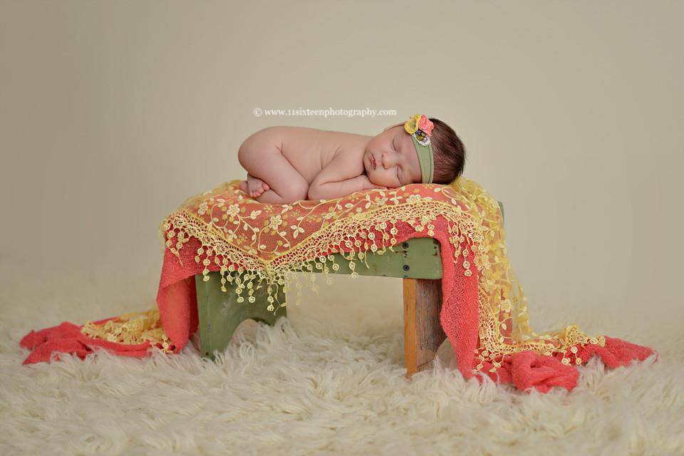 Yellow Tassels Lace Newborn Baby Wrap Layer - Beautiful Photo Props