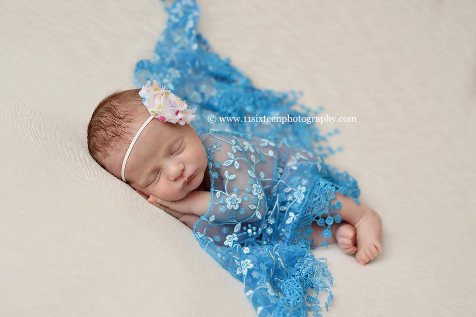 Aqua Blue Tassels Lace Newborn Baby Wrap Layer - Beautiful Photo Props